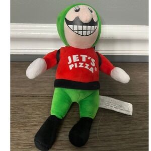 Jets Pizza Plush Figure Green Hat Red Shirt Black Backpack Pizza Delivery Toy